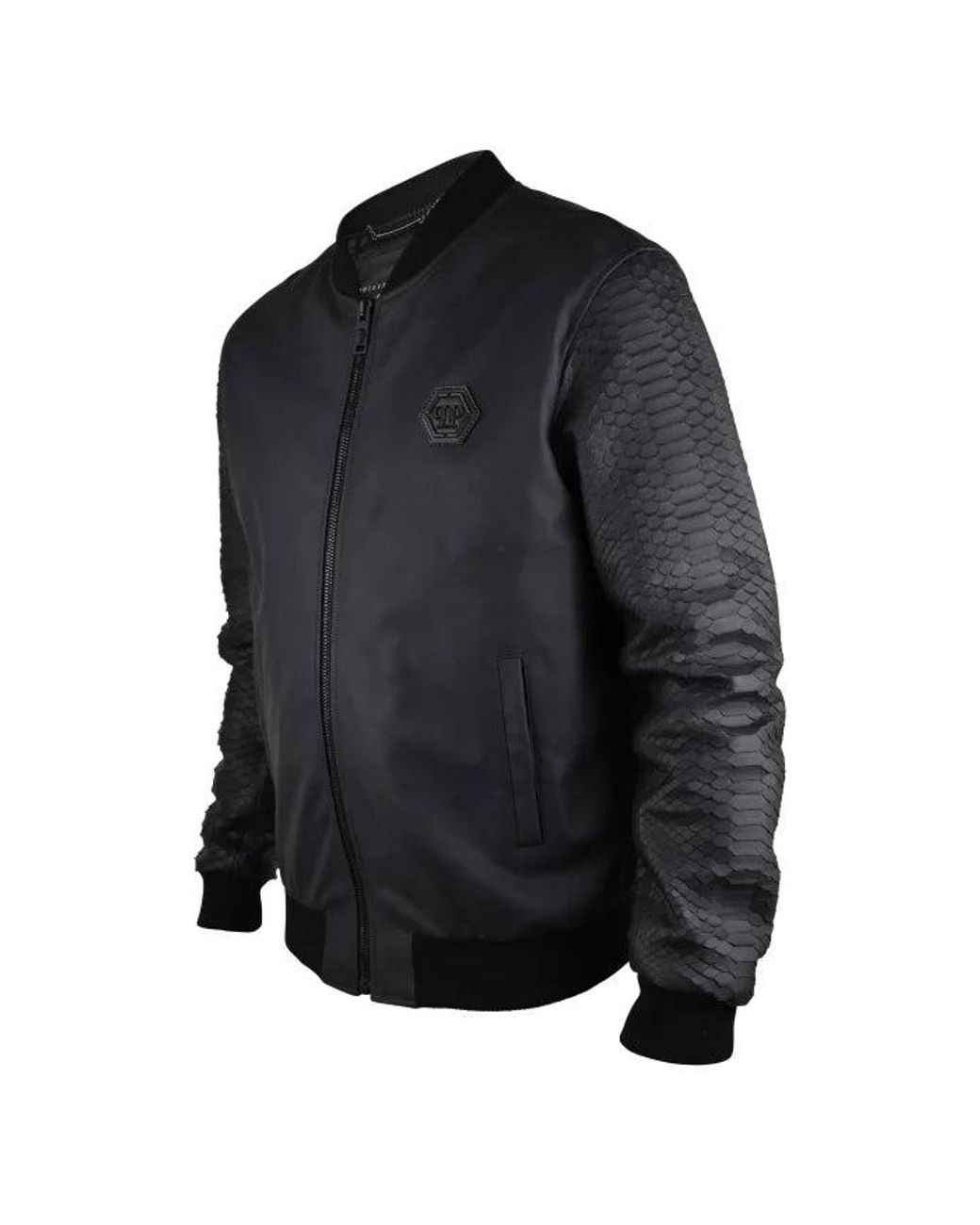 Philipp Plein Blue Leather Jacket