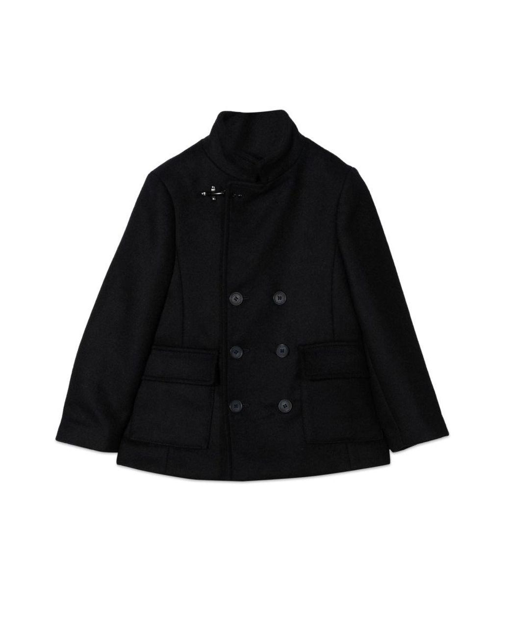 Fay Black Double Breasted Coat