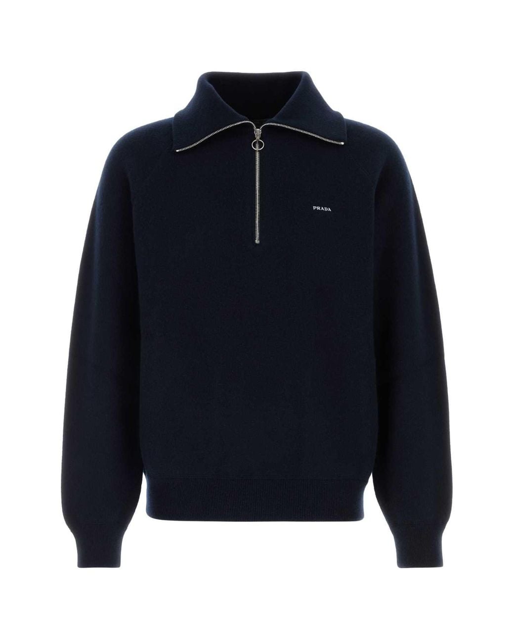 Prada Blue Midnight Wool Blend Polo Shirt