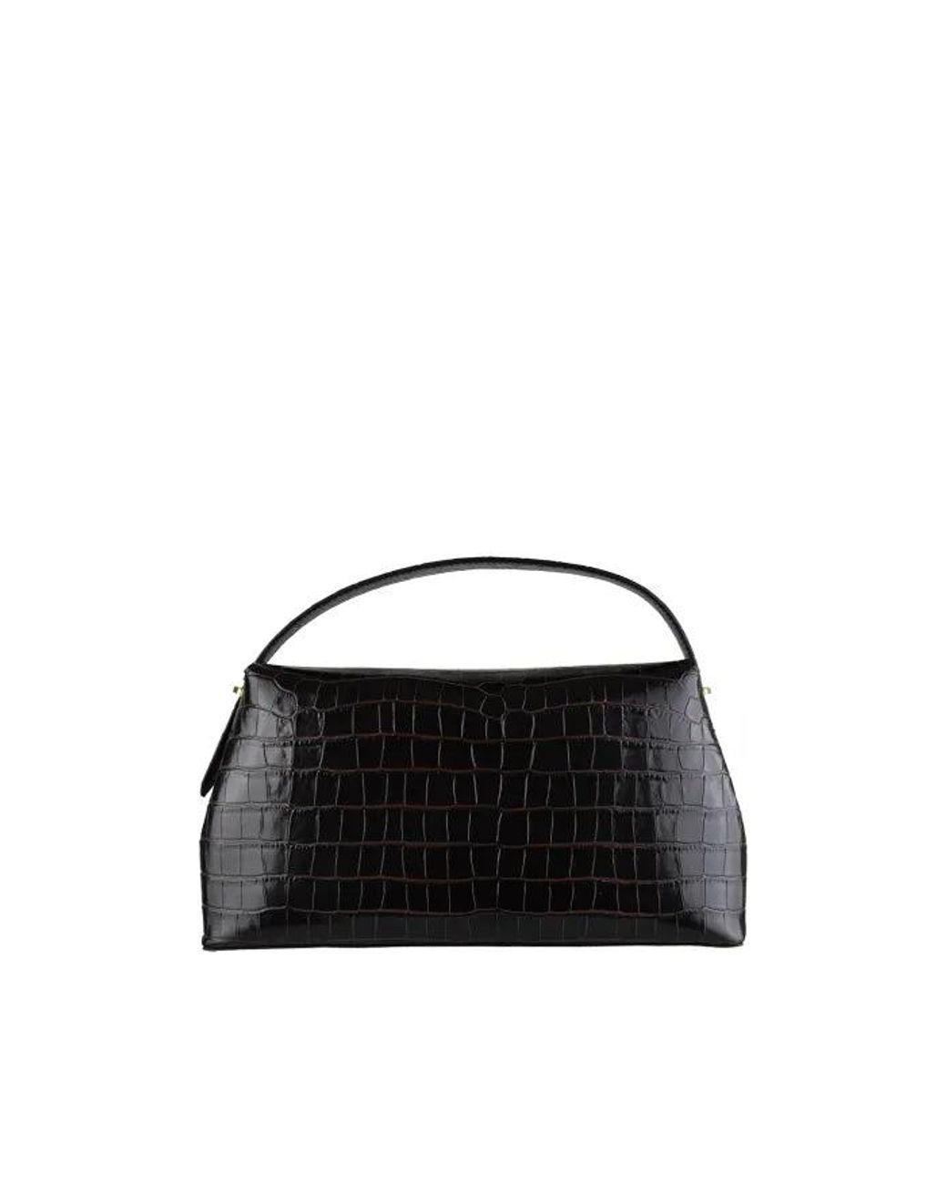 Totême Black T Lock Croco Embossed Top Handle Bag
