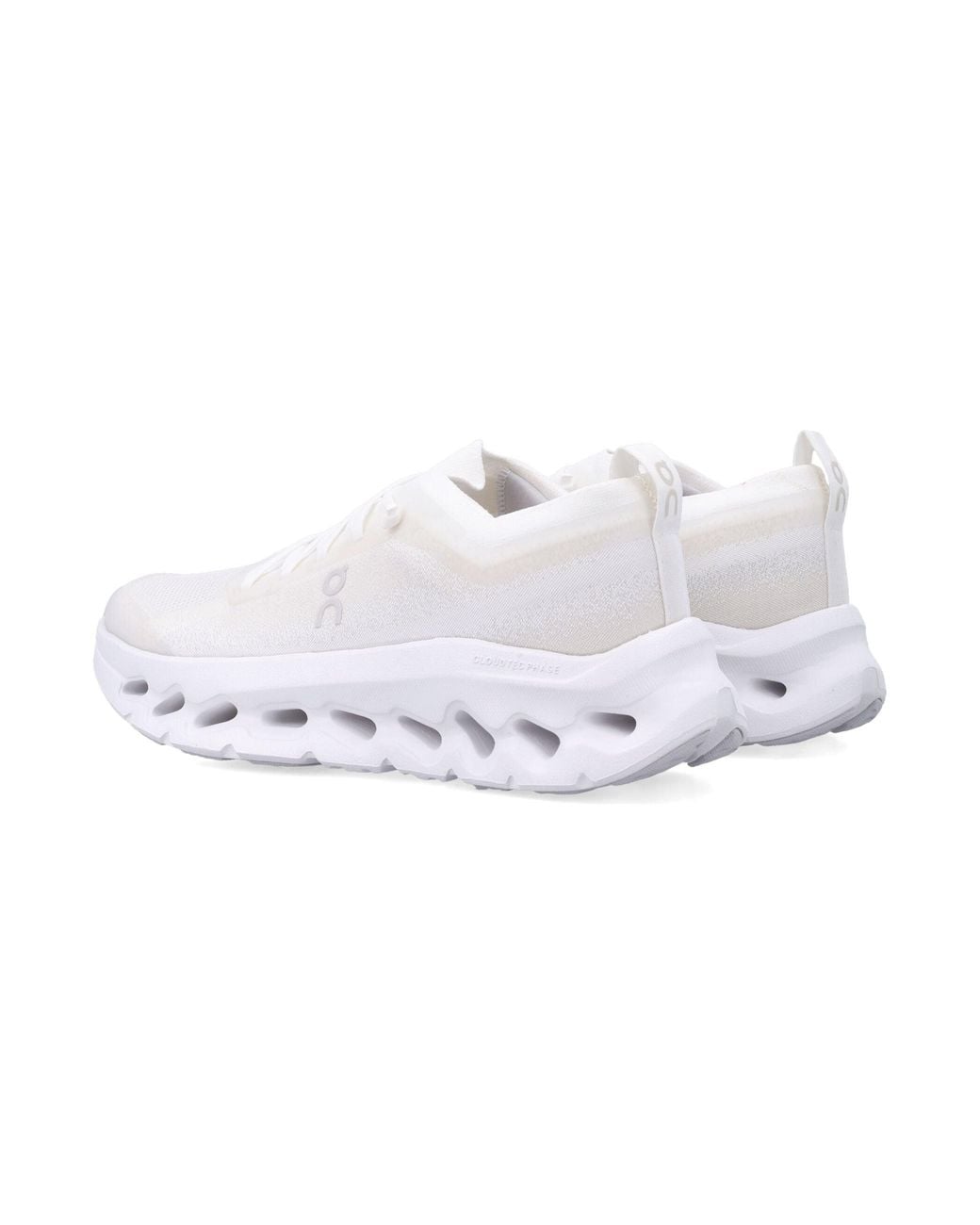 On Shoes White Cloudtilt Moon Low-Profile Fabric Sneakers