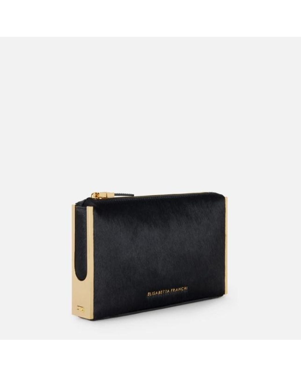 Elisabetta Franchi Black Cowhide Clutch Bag