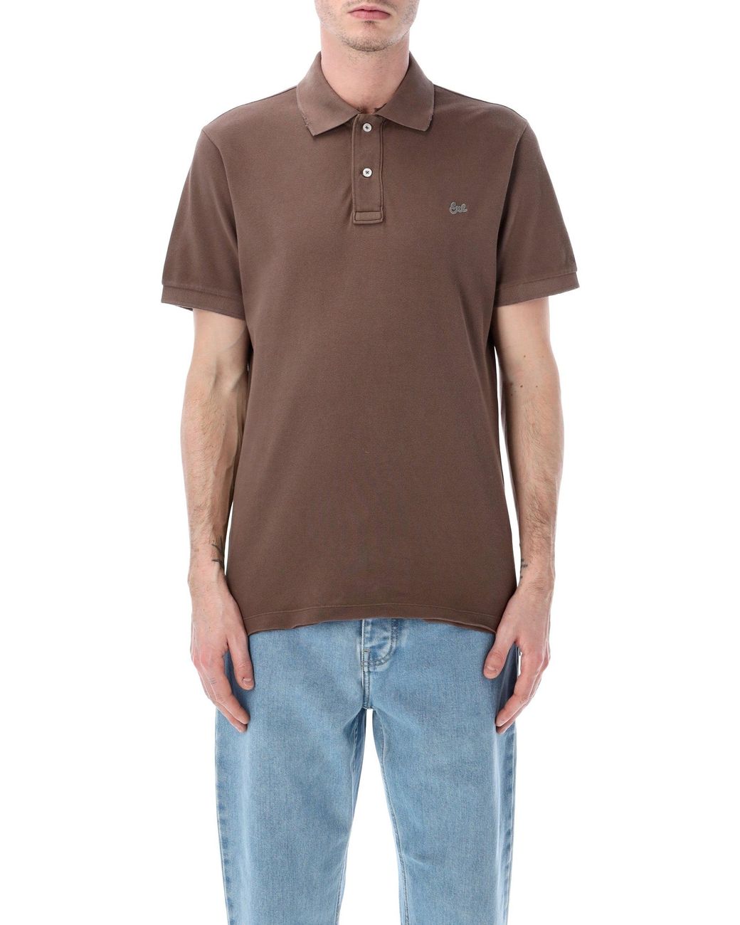 ERL Brown Cotton Piqué Polo Shirt for men