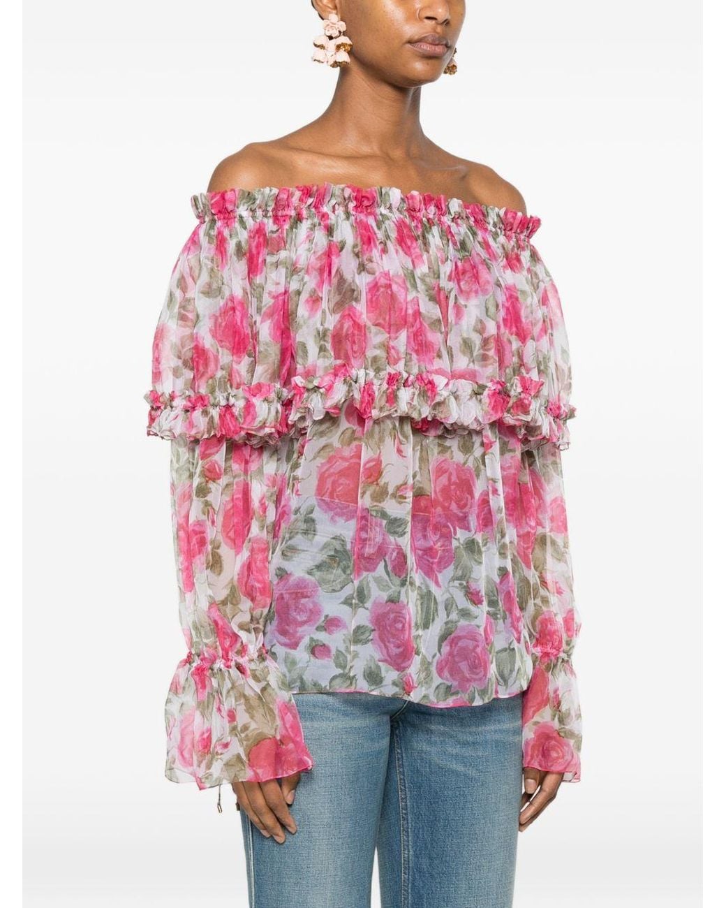 Chloé Pink Printed Silk Blouse