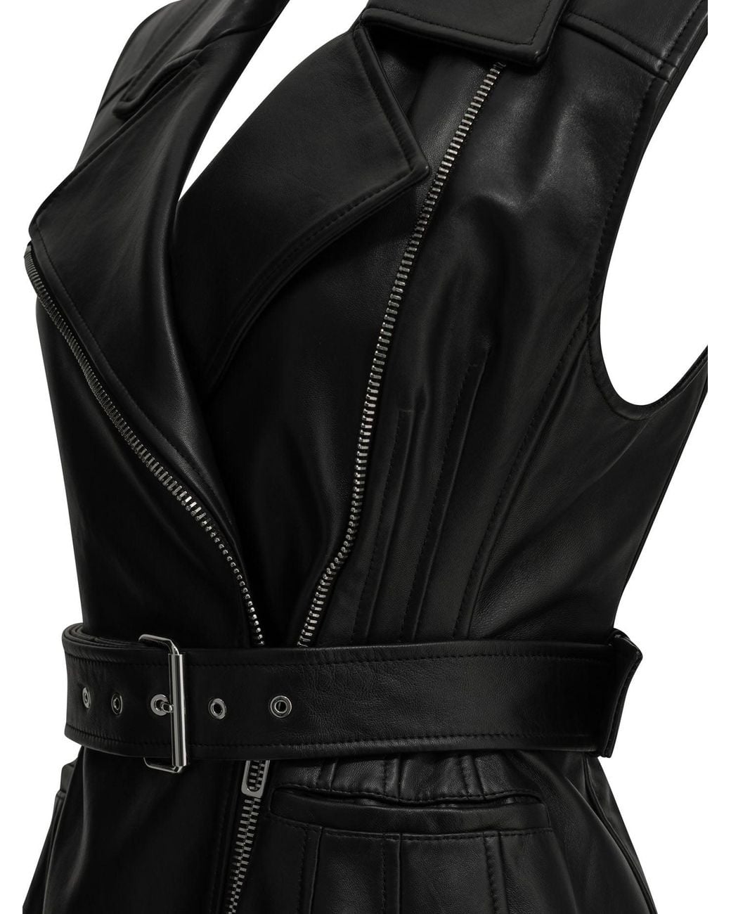 Max Mara Mouwloos Leren Jack in het Black