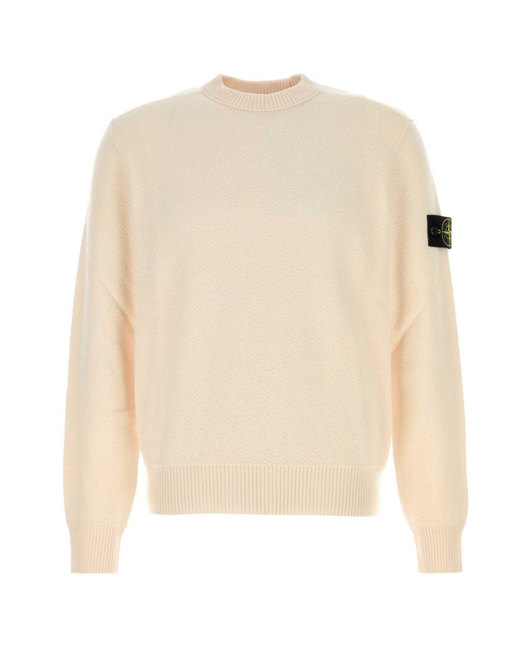 Stone Island Natural Ivory Virgin Wool Sweater for men