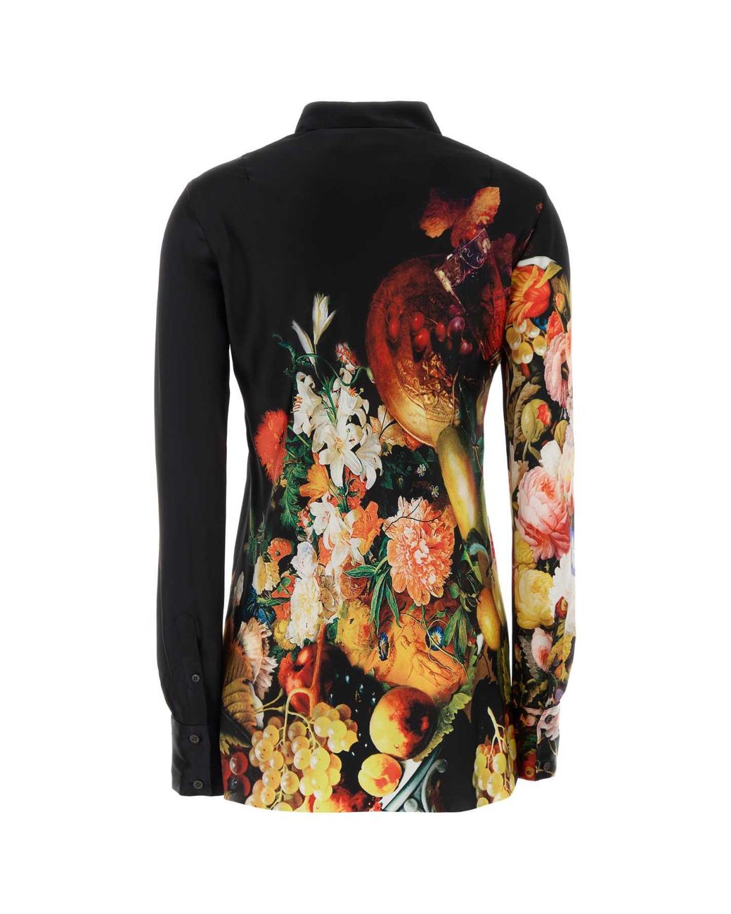 Dries Van Noten Black Printed Silk Satin Shirt