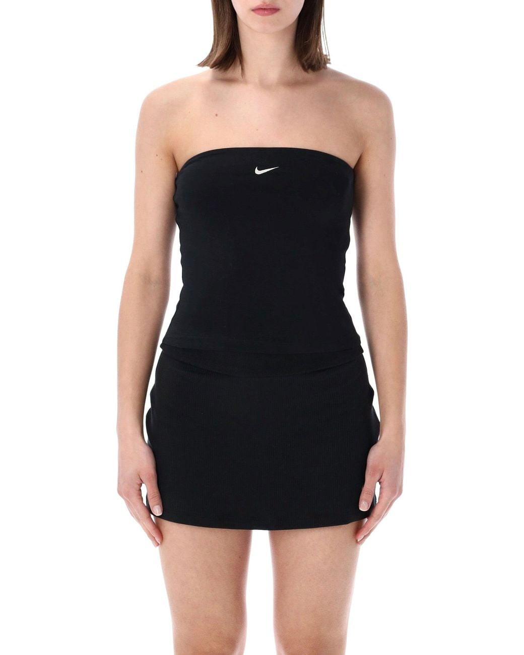 Nike Black Fitted Bandeau Top With Logo