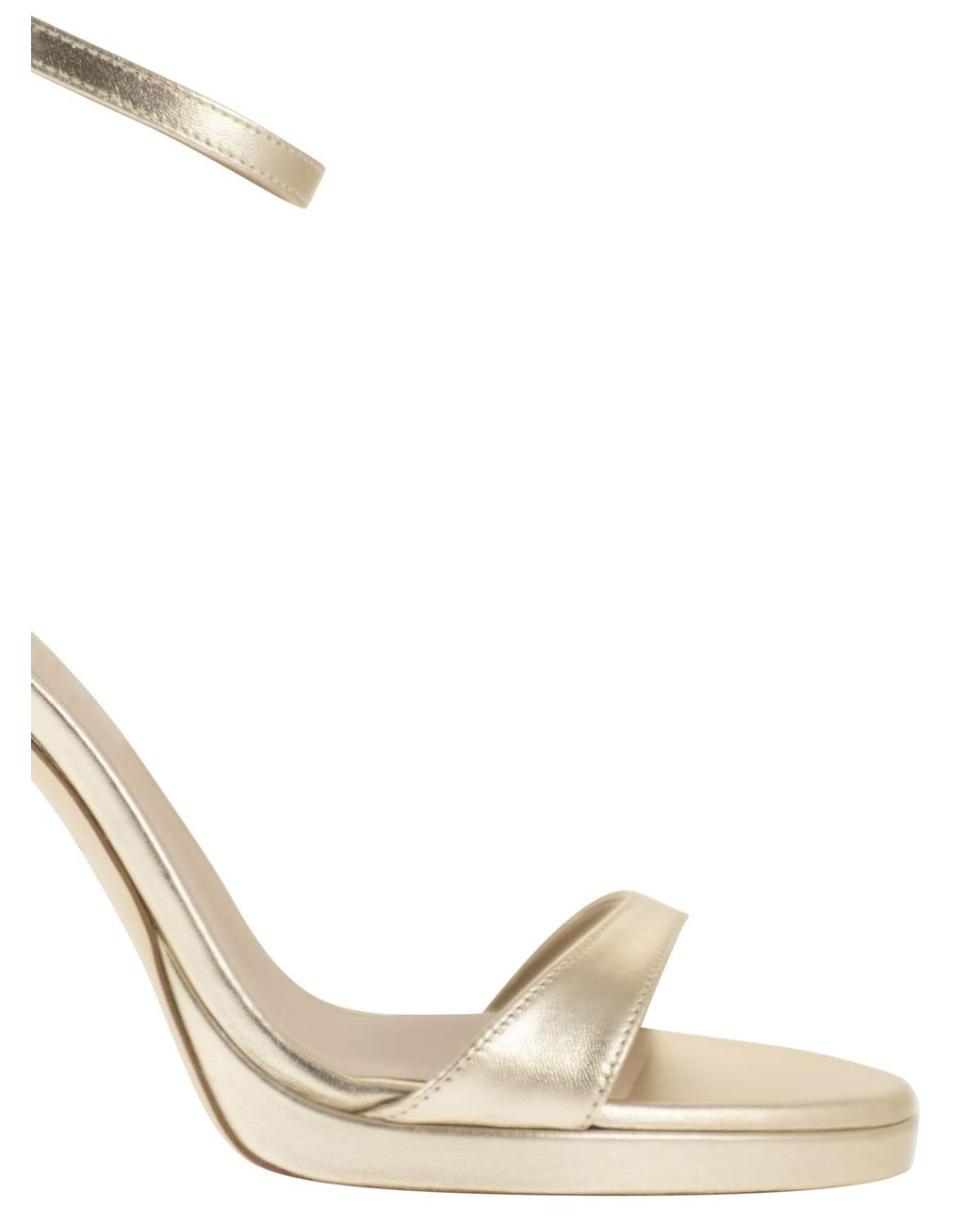 Stuart Weitzman Metallic Leather Platform Sandals With Stiletto Heel