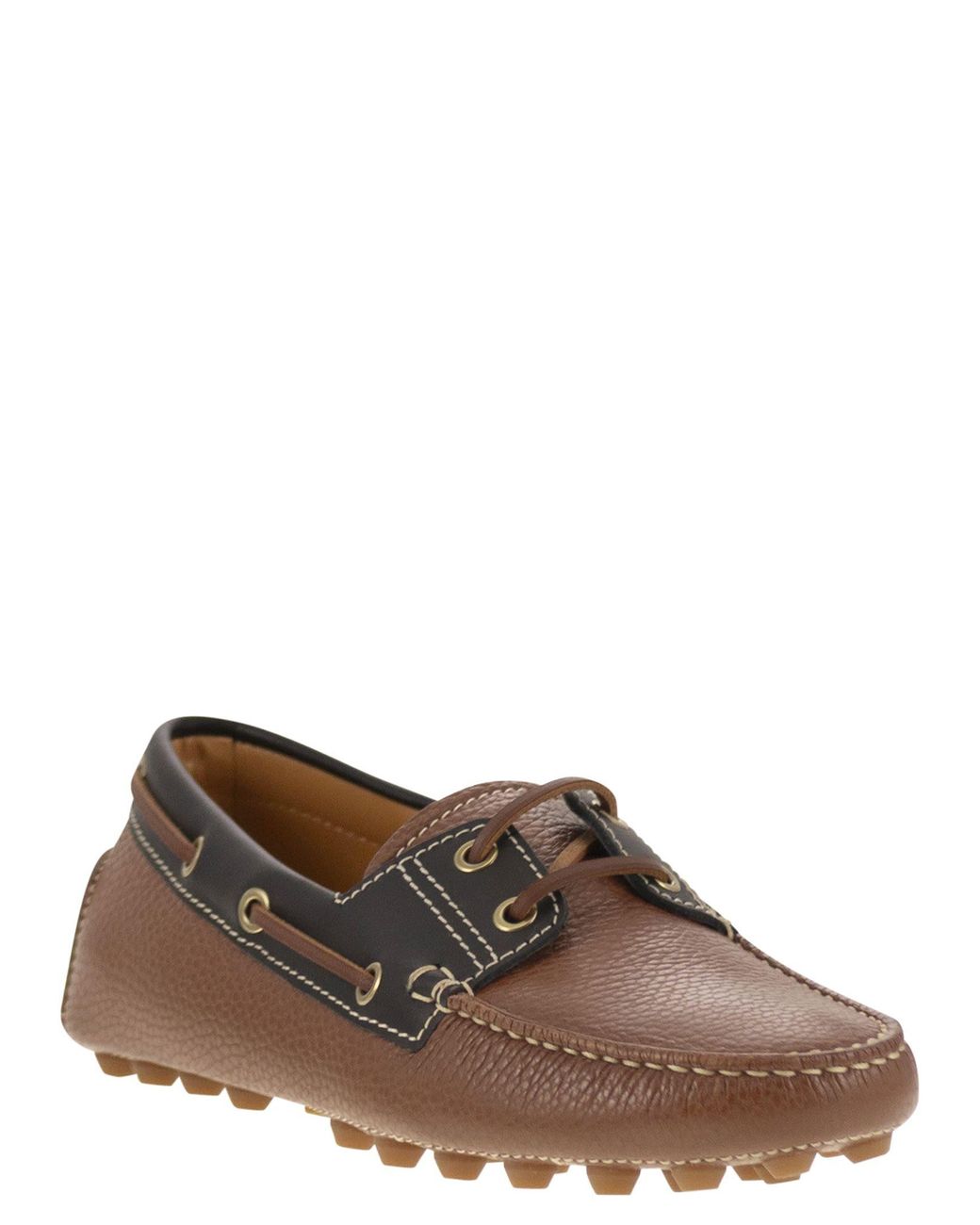 Tod's Brown Leather Boat Bubble Grommet