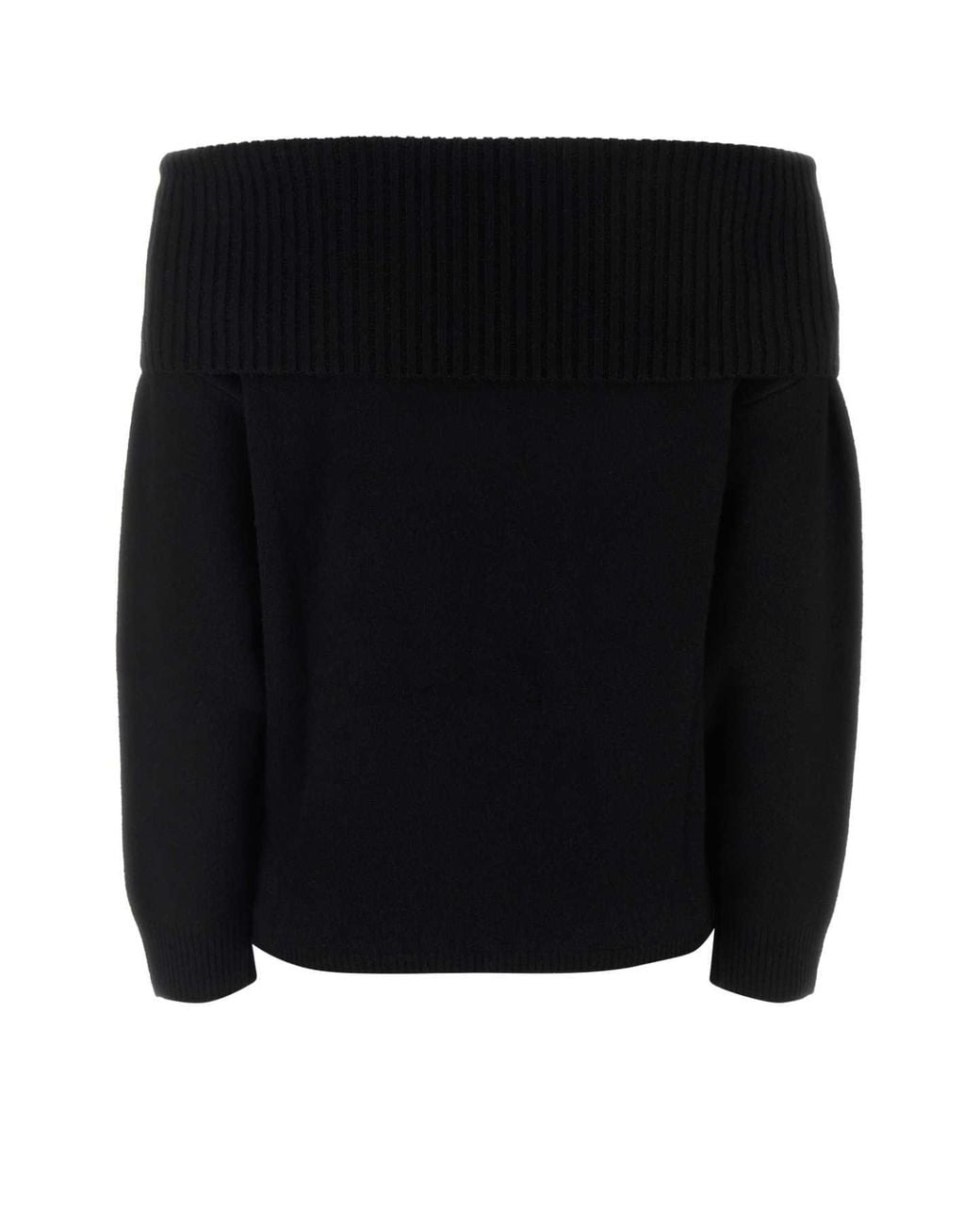 Loulou de Saison Black Off-Shoulder Cashmere-Blend Sweater