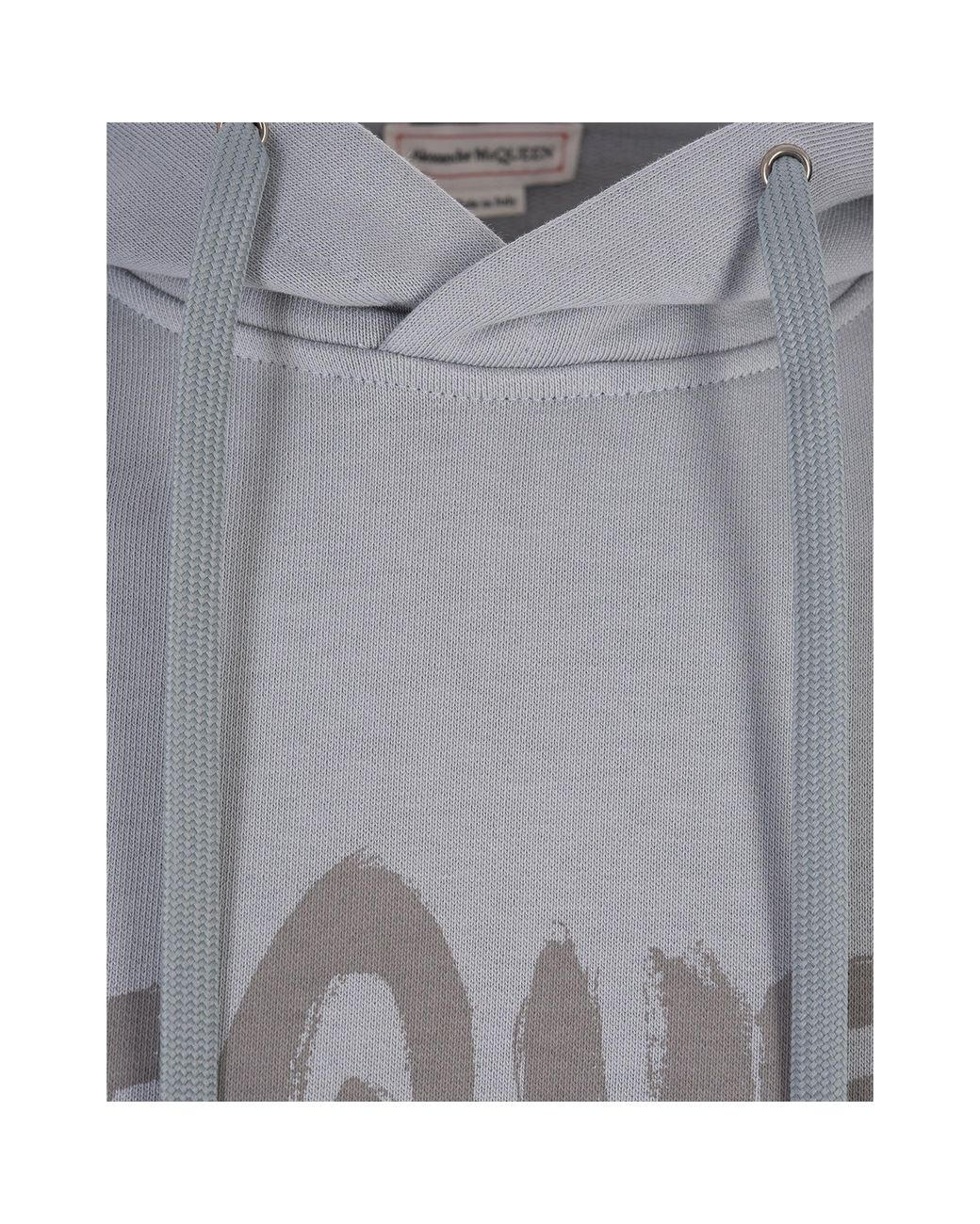 McQueen Gray Logo Hooded Cotton Sweatshirt for men