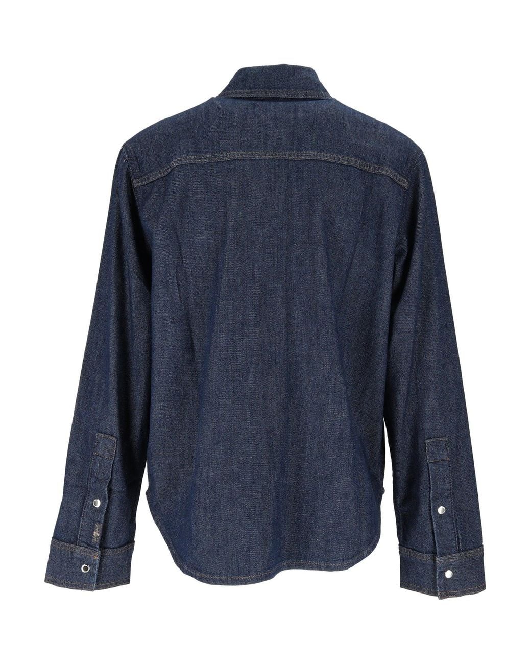 7 For All Mankind Blue Halona Utility Structured Collar Cotton Workwear Shirt