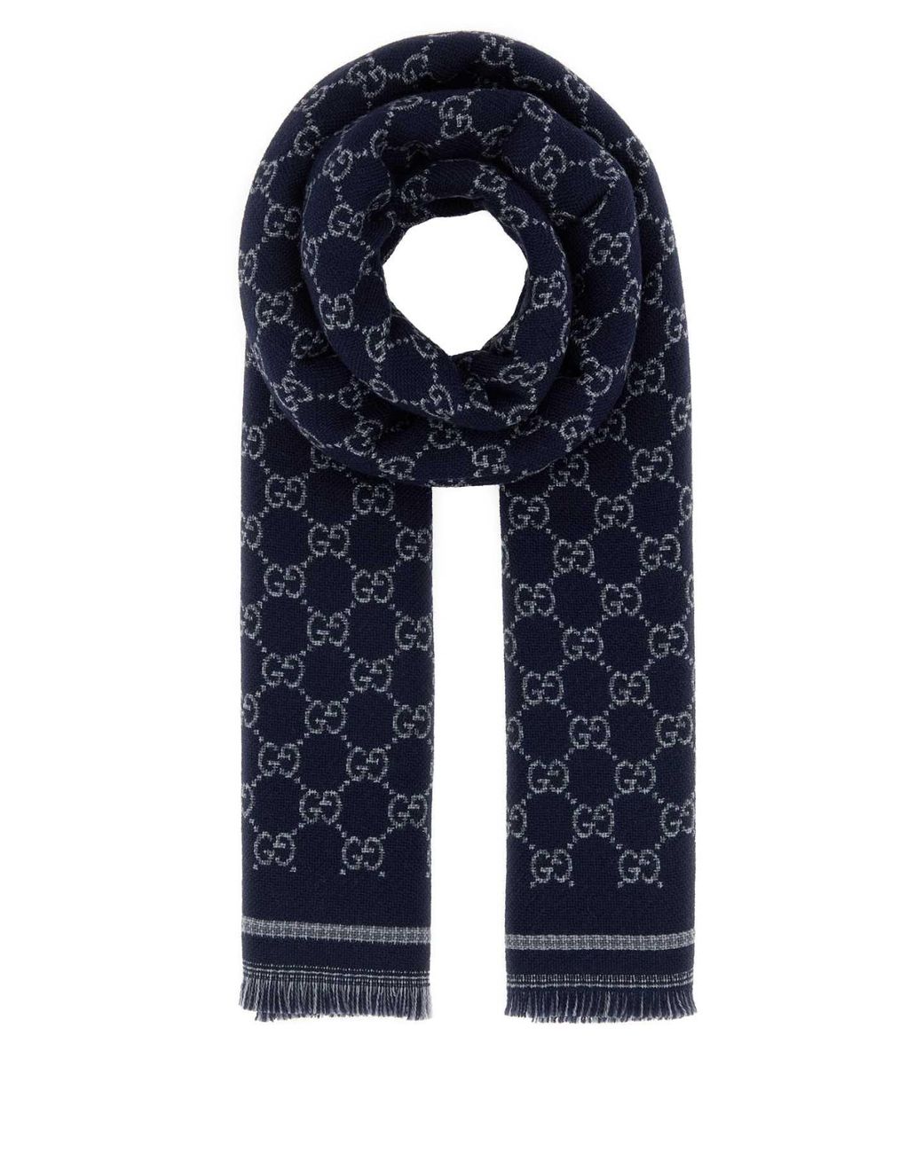 Gucci Blue Gg Jacquard Scarf