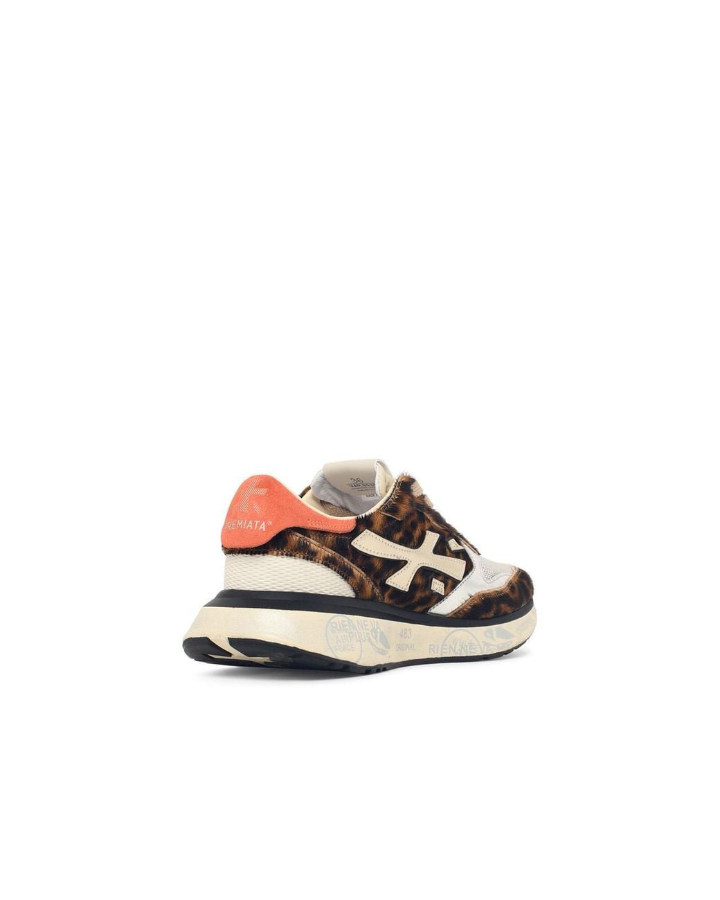 Premiata White 'Lauryn' Leopard Print Pony Blend Sneakers