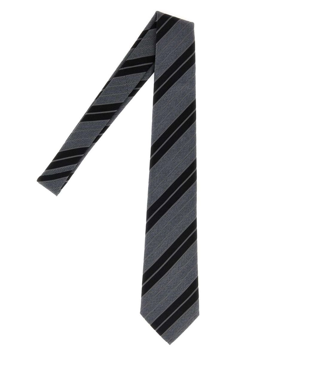 Saint Laurent Gray Embroidered Jacquard Tie