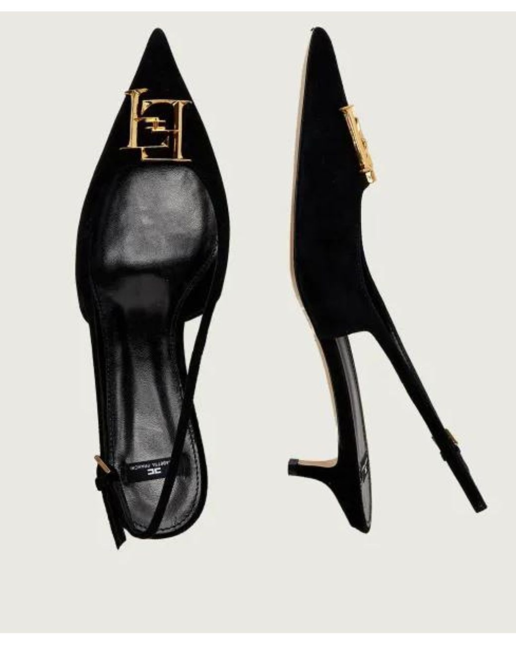 Elisabetta Franchi Black Suede Slingback