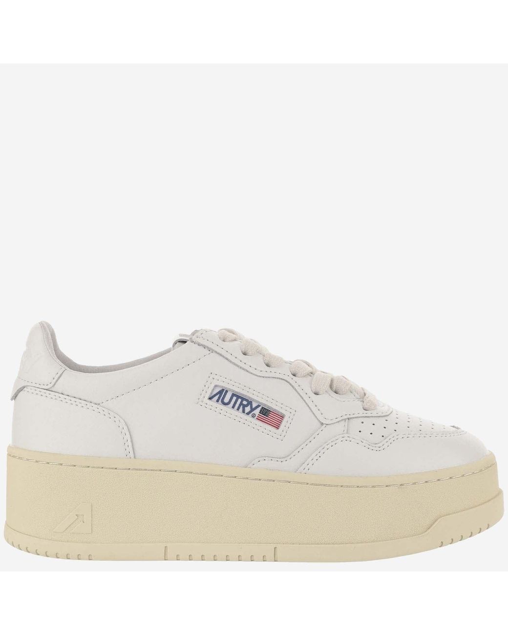 Autry White Medalist Platform Low Leather Sneakers