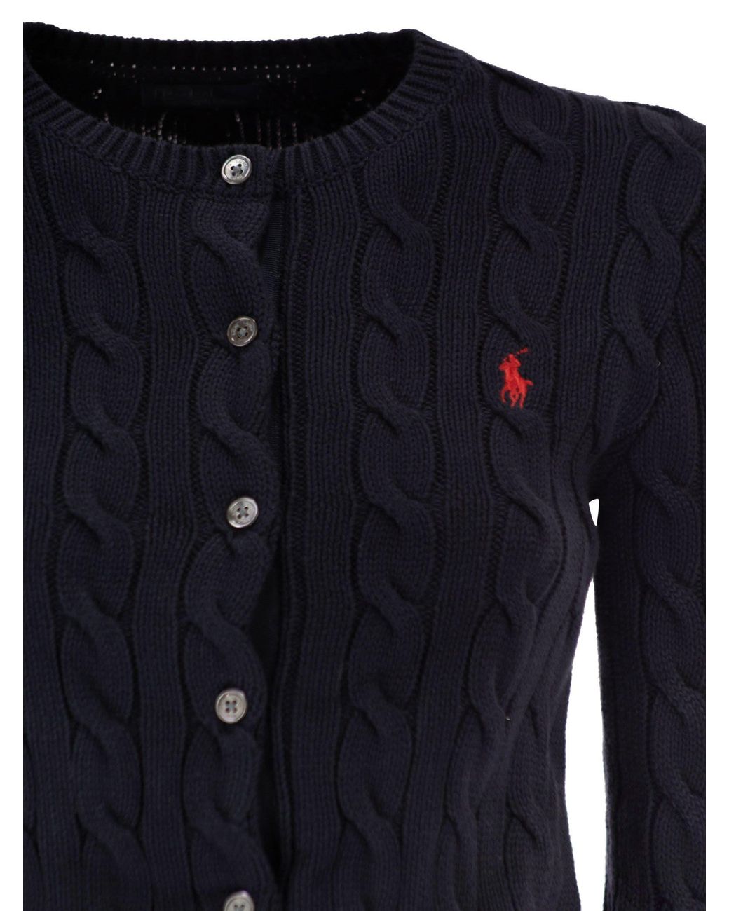 Polo Ralph Lauren Blue Cable Knit Cotton Crew Neck Cardigan