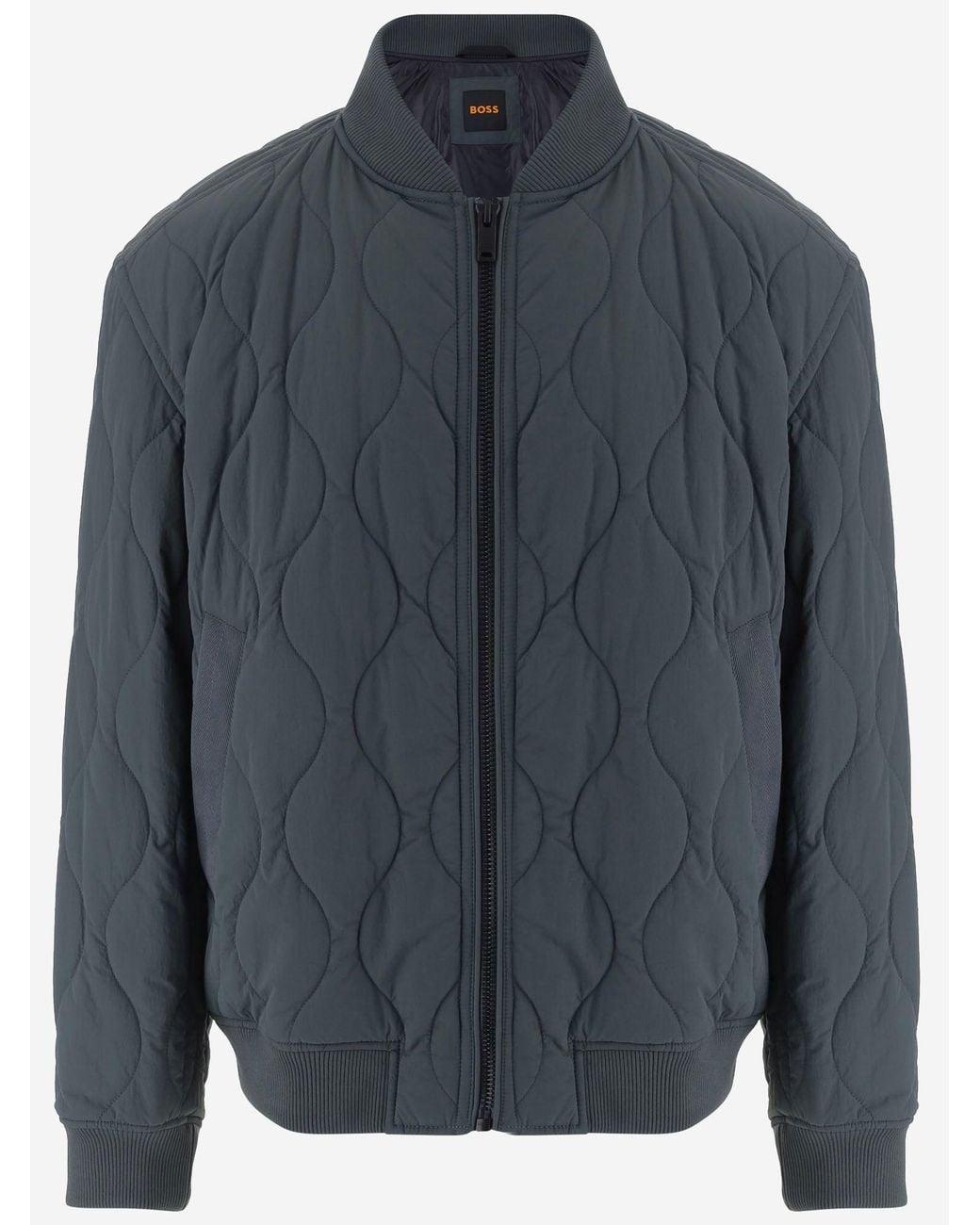 Boss Blue Nylon Jacket With Quilted Pattern