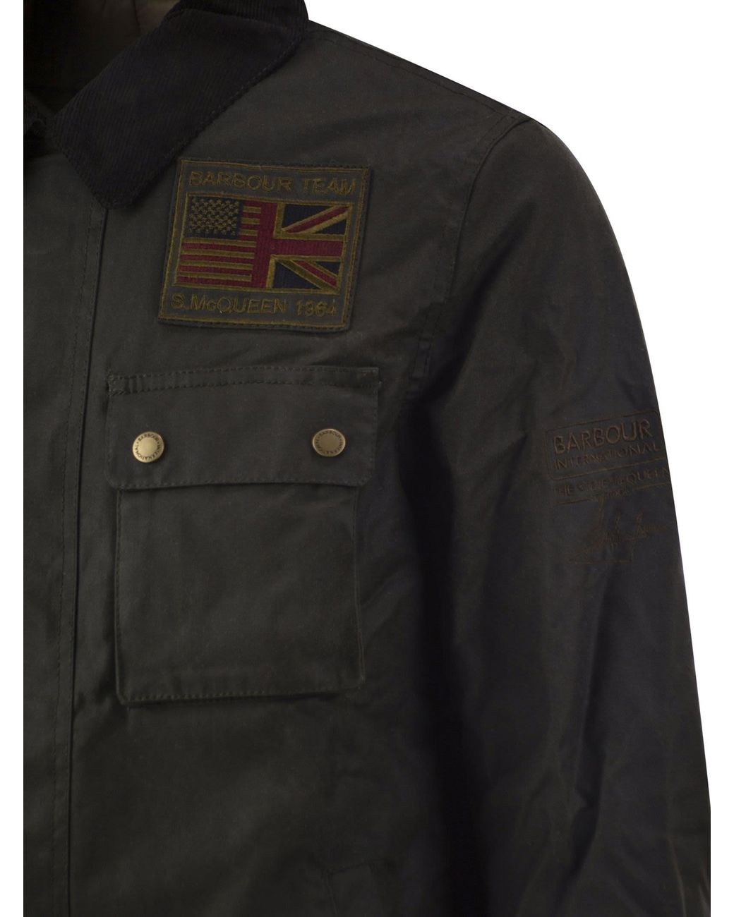 Barbour Black Workers Waxed Cotton Jacket With Padding