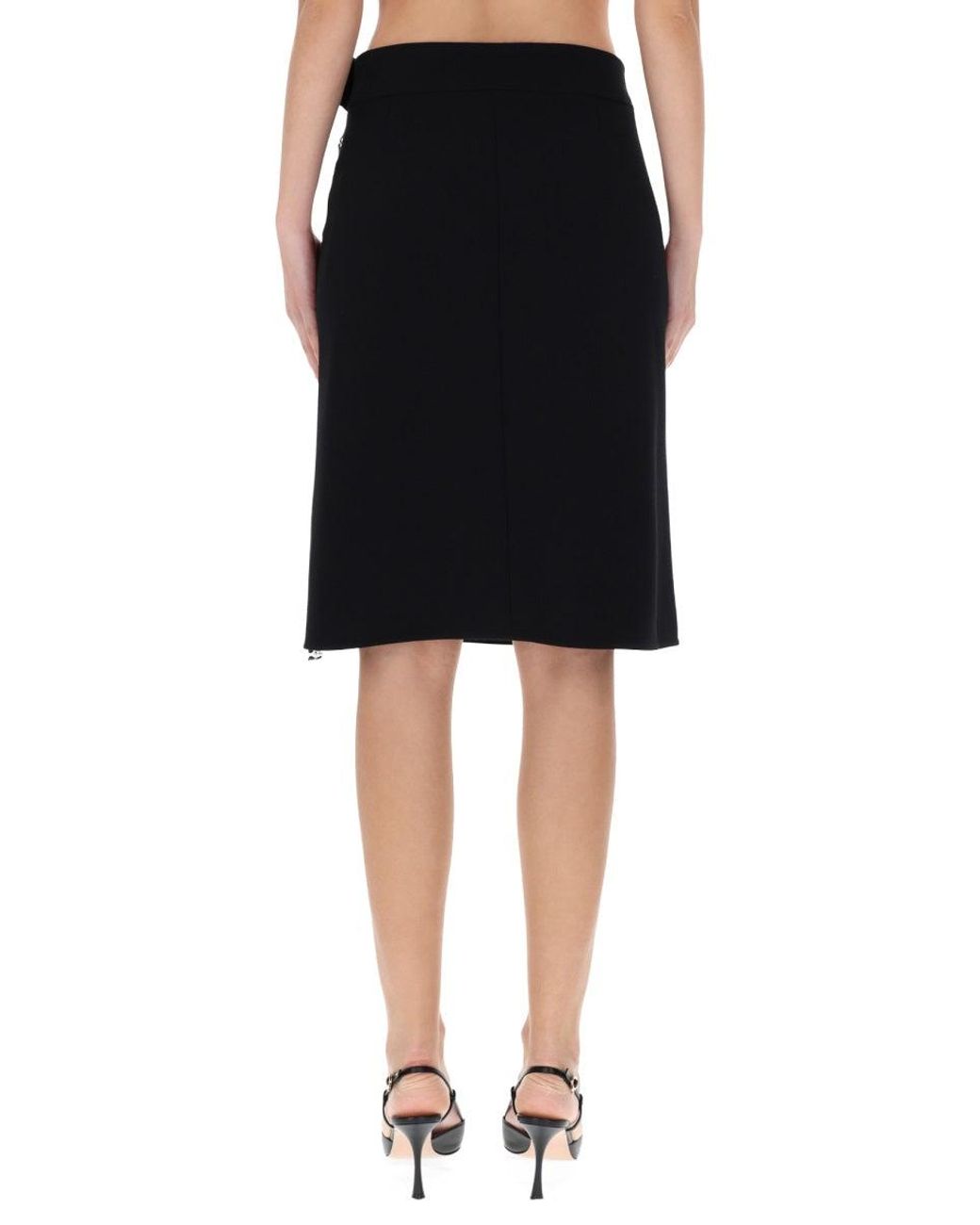 Courreges Black Midi Skirt With Zipper