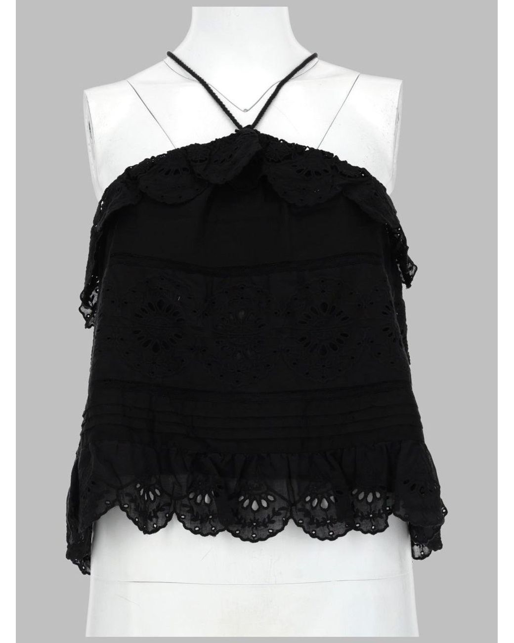 Isabel Marant Black Embroidered Eyelet Halter Top