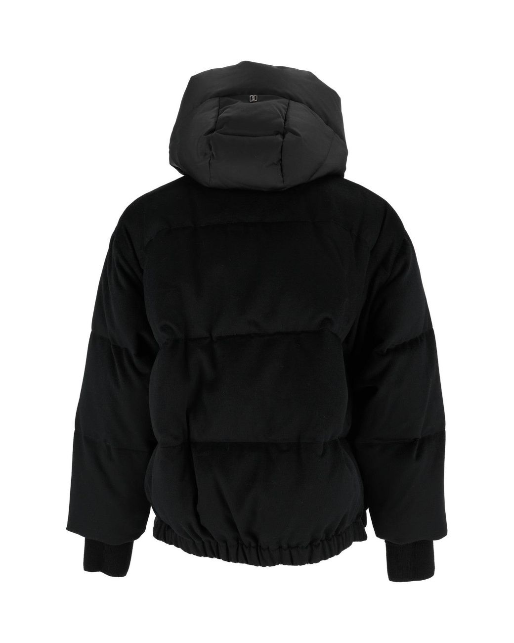 DUNO Black Quilted Puffer Jacket With High Collar And Cropped Silhouette