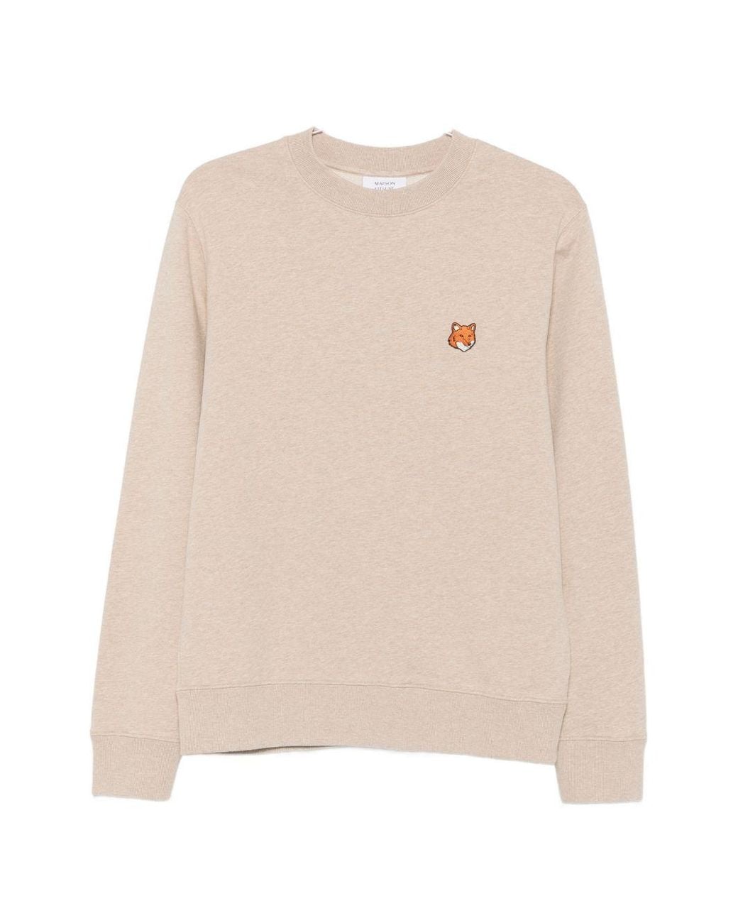 Maison Kitsuné Natural Fox Head Cotton Crewneck Sweatshirt