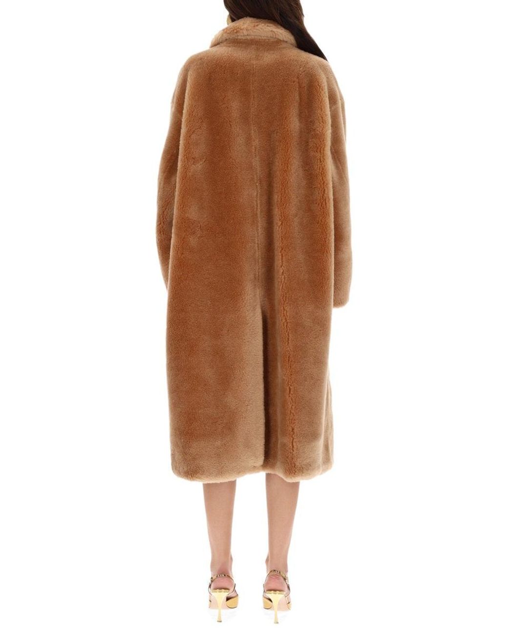 STAND Brown Long Faux Fur Coat