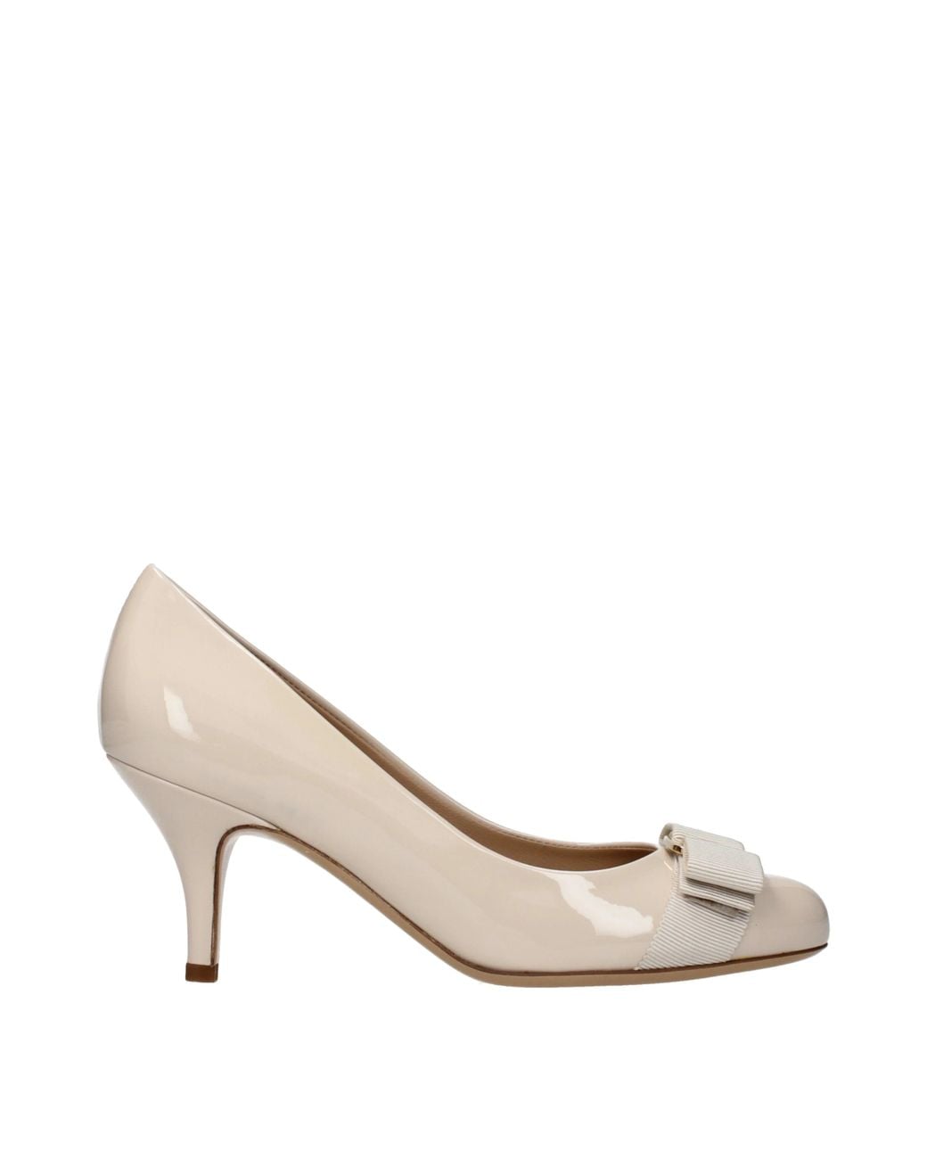 Ferragamo Metallic Carla /Bone Patent Leather Pumps