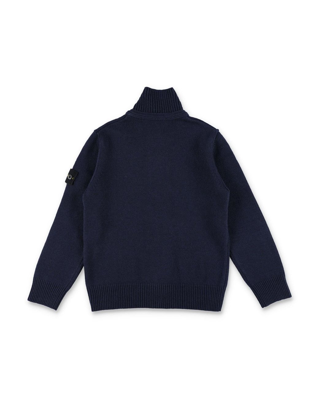 Stone Island Blue Boys Ribbed Knit Button-Front Cardigan