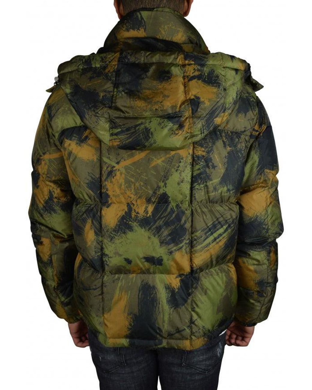 Off-White c/o Virgil Abloh Black Camouflage-Patterned Quilted Puffer Jacket With Detachable Hood