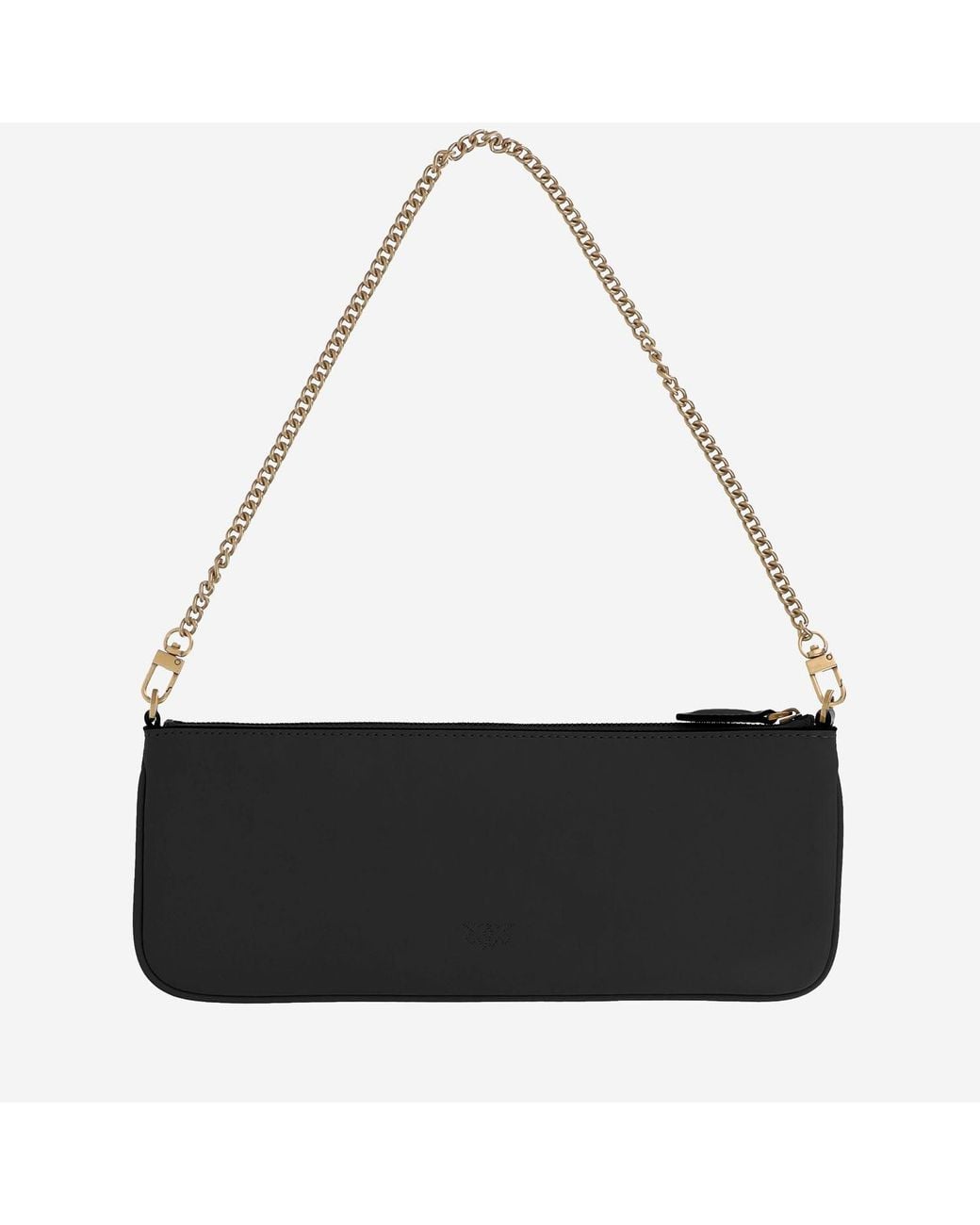 Pinko Black Leather Shoulder Bag With Logo
