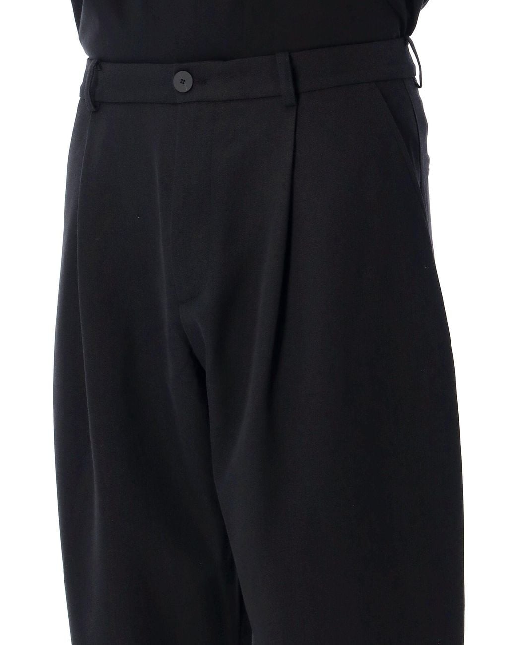 Studio Nicholson Black Pleated Wide-Leg Trousers for men
