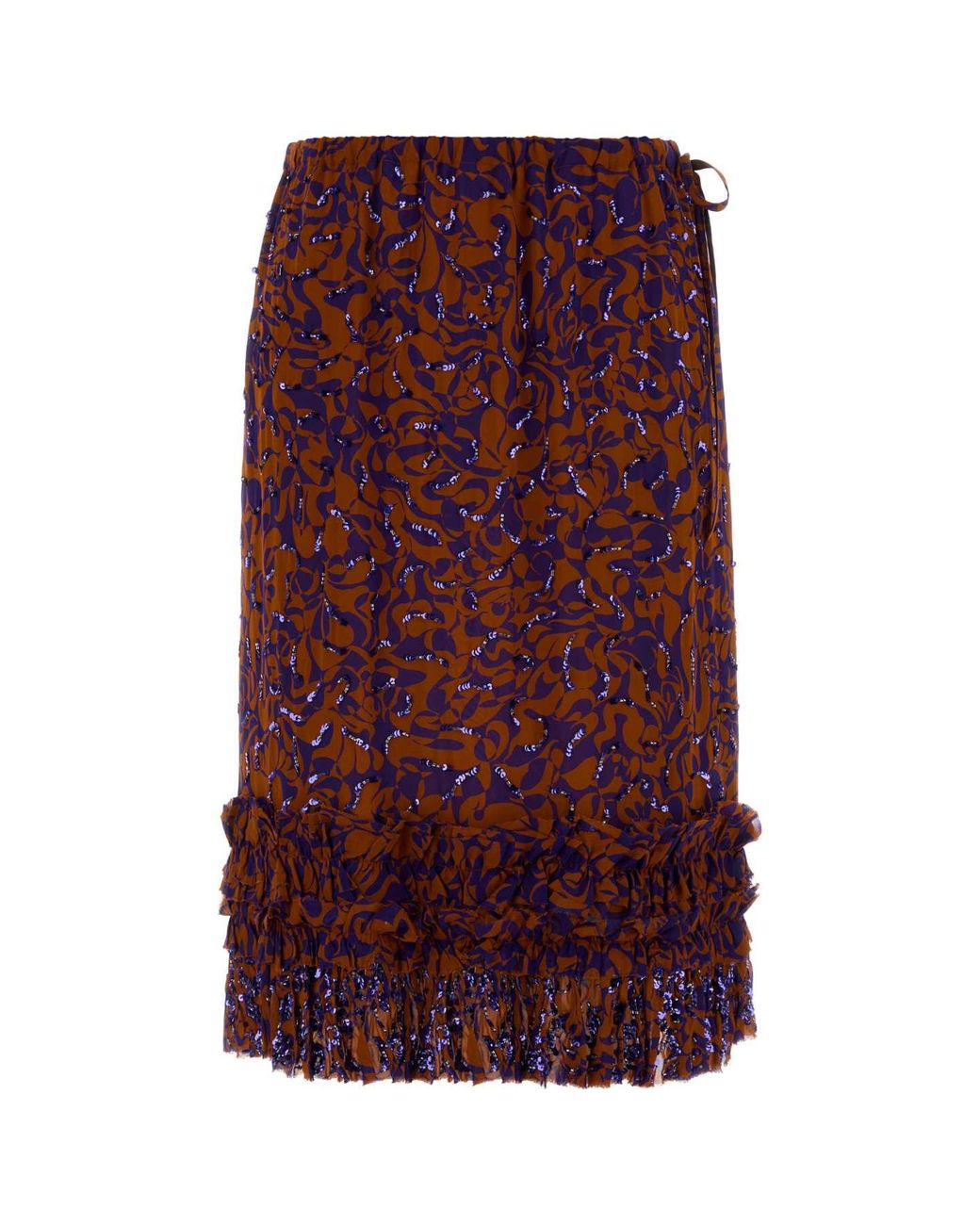 Dries Van Noten Purple Printed Viscose Scotts Skirt