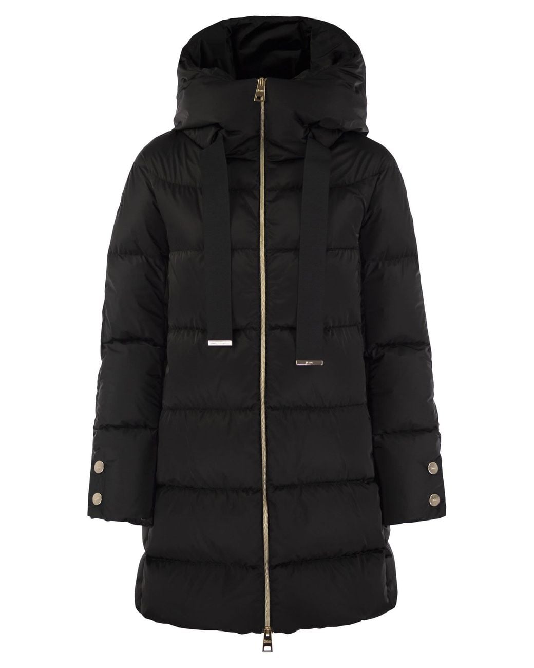Herno Black Elegant A-Shape Down Hooded Jacket