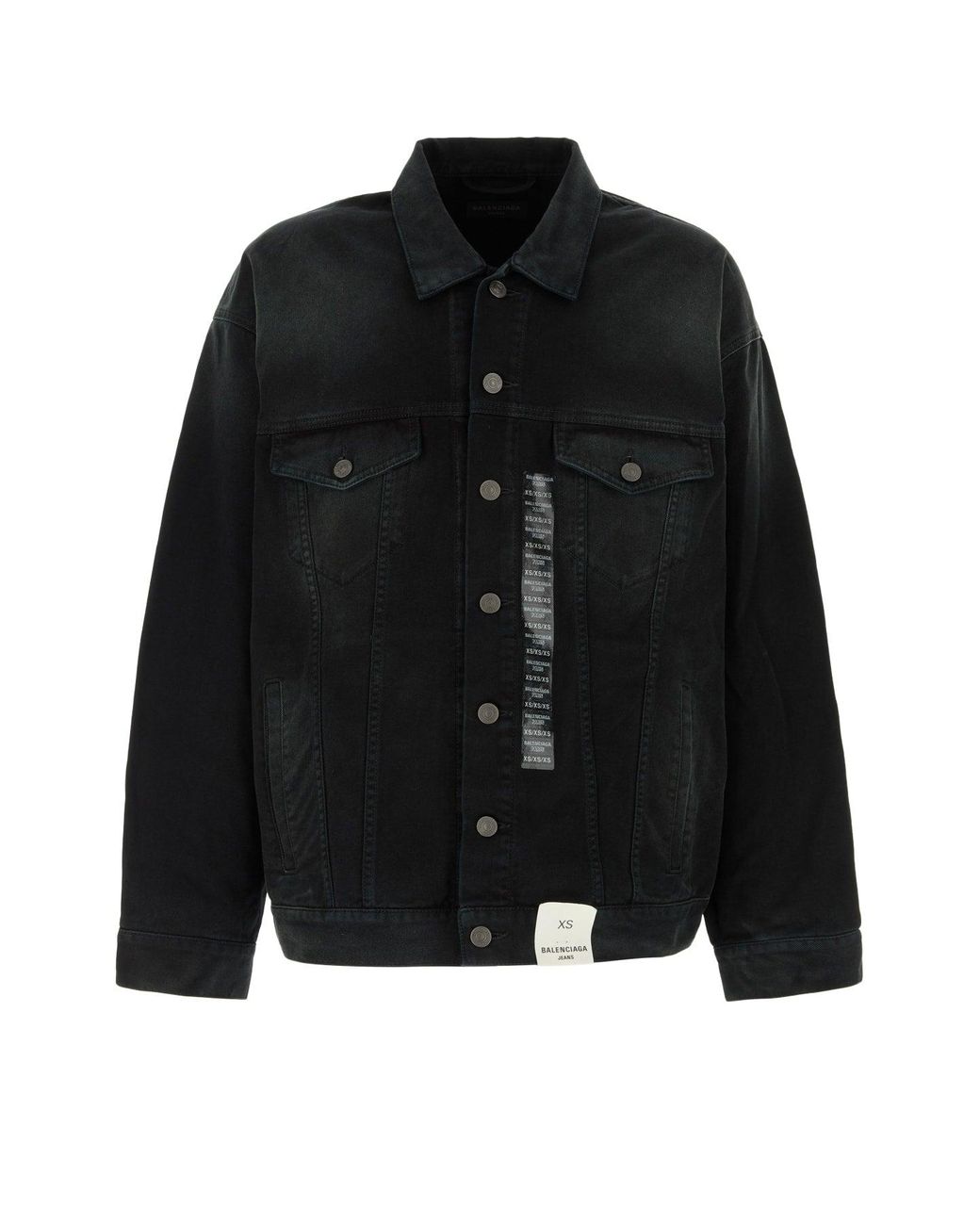 Balenciaga Black Denim Jacket With Size Stickers for men