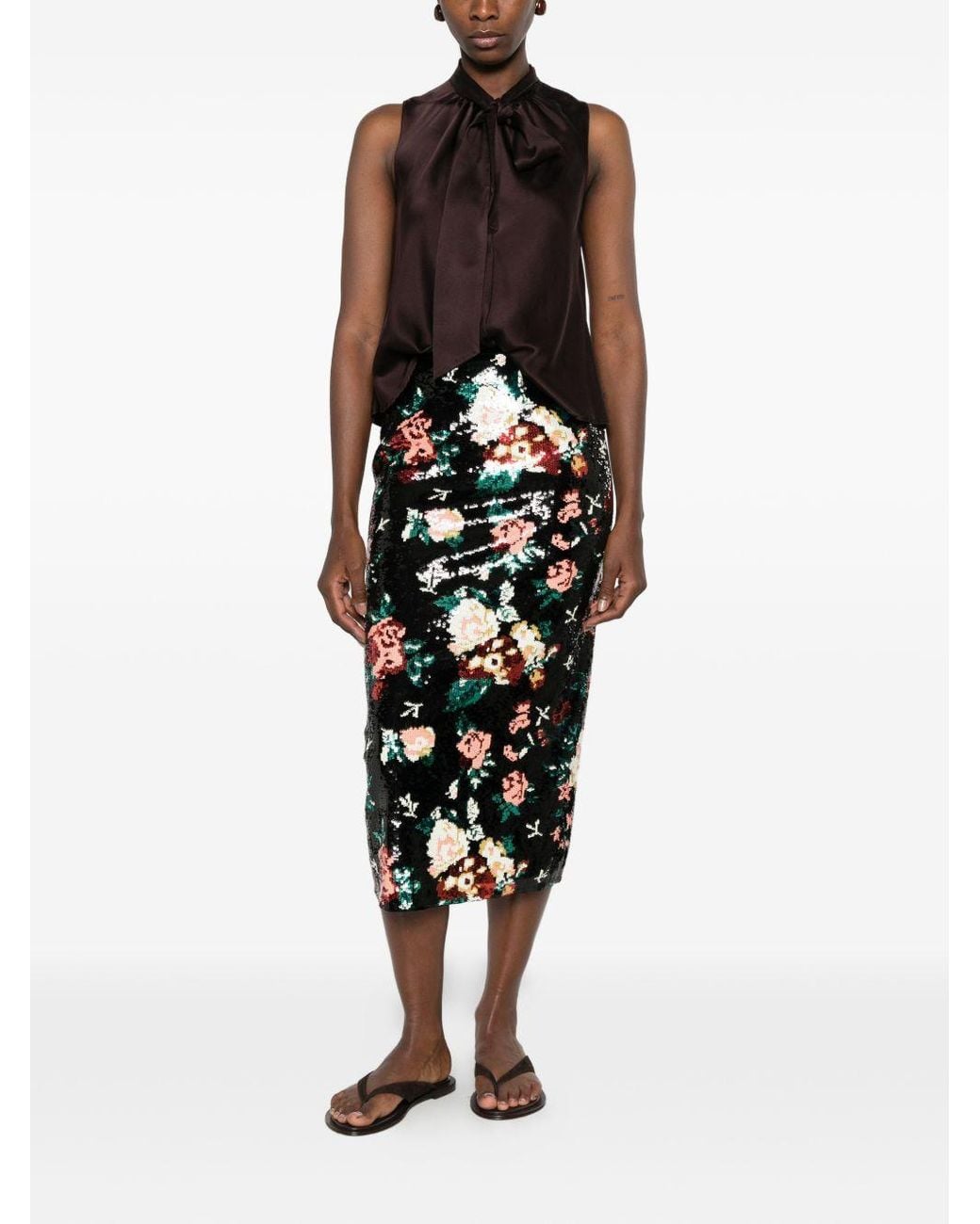Forte_forte White Sequined Midi Skirt