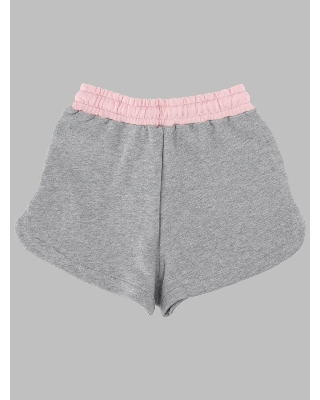 MSGM Gray Girls Cotton Fleece Mini Shorts