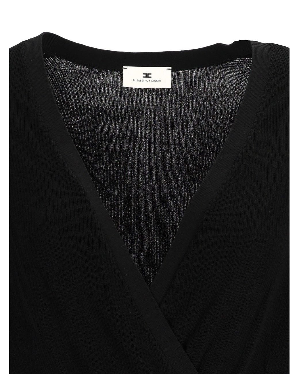 Elisabetta Franchi Black V-Neck Wrap-Style Bodysuit