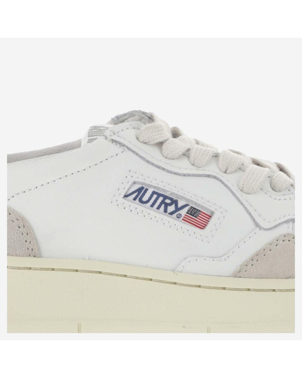 Autry White Leather And Suede Low-Top Sneakers With Embossed Branding