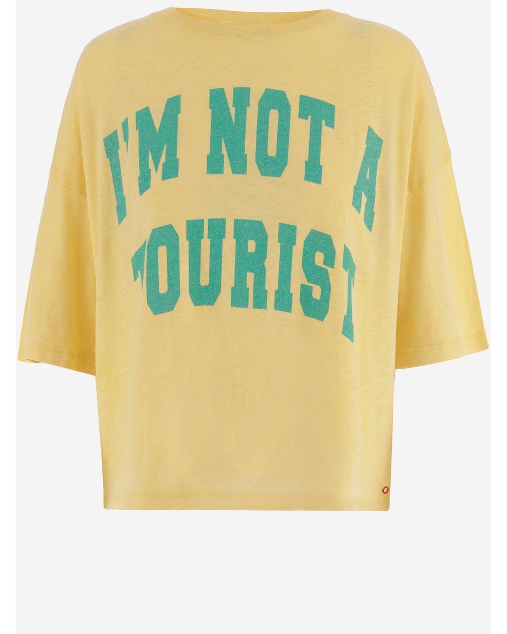 ONE TEE Yellow Cotton T Shirt With Logo Print