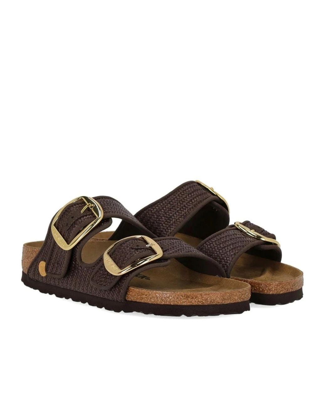 Birkenstock Brown Arizona Raffia Big Buckle Carafe Sandal