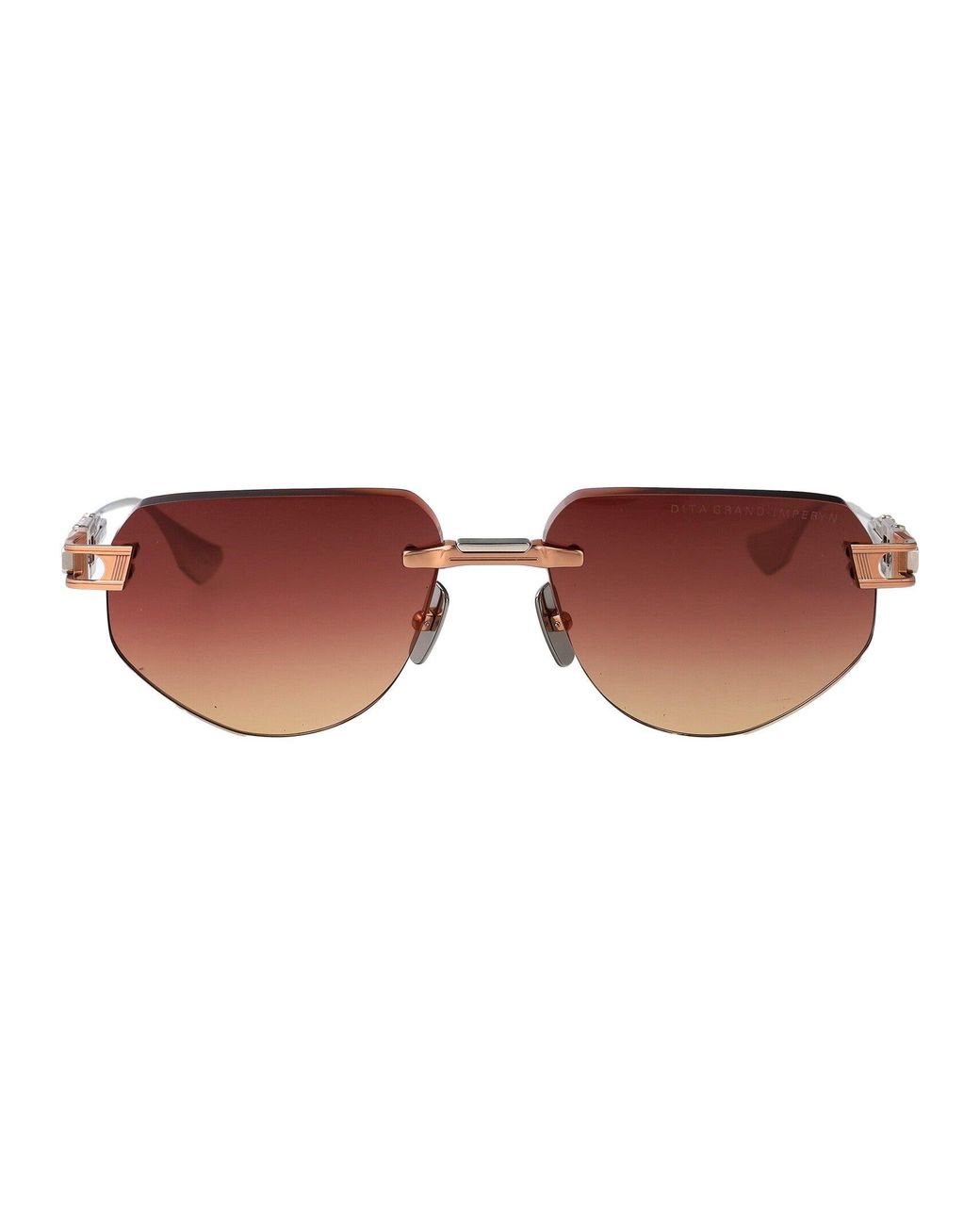 Dita Eyewear Brown Rimless Sunglasses Dts164 A 03 Gld Slv
