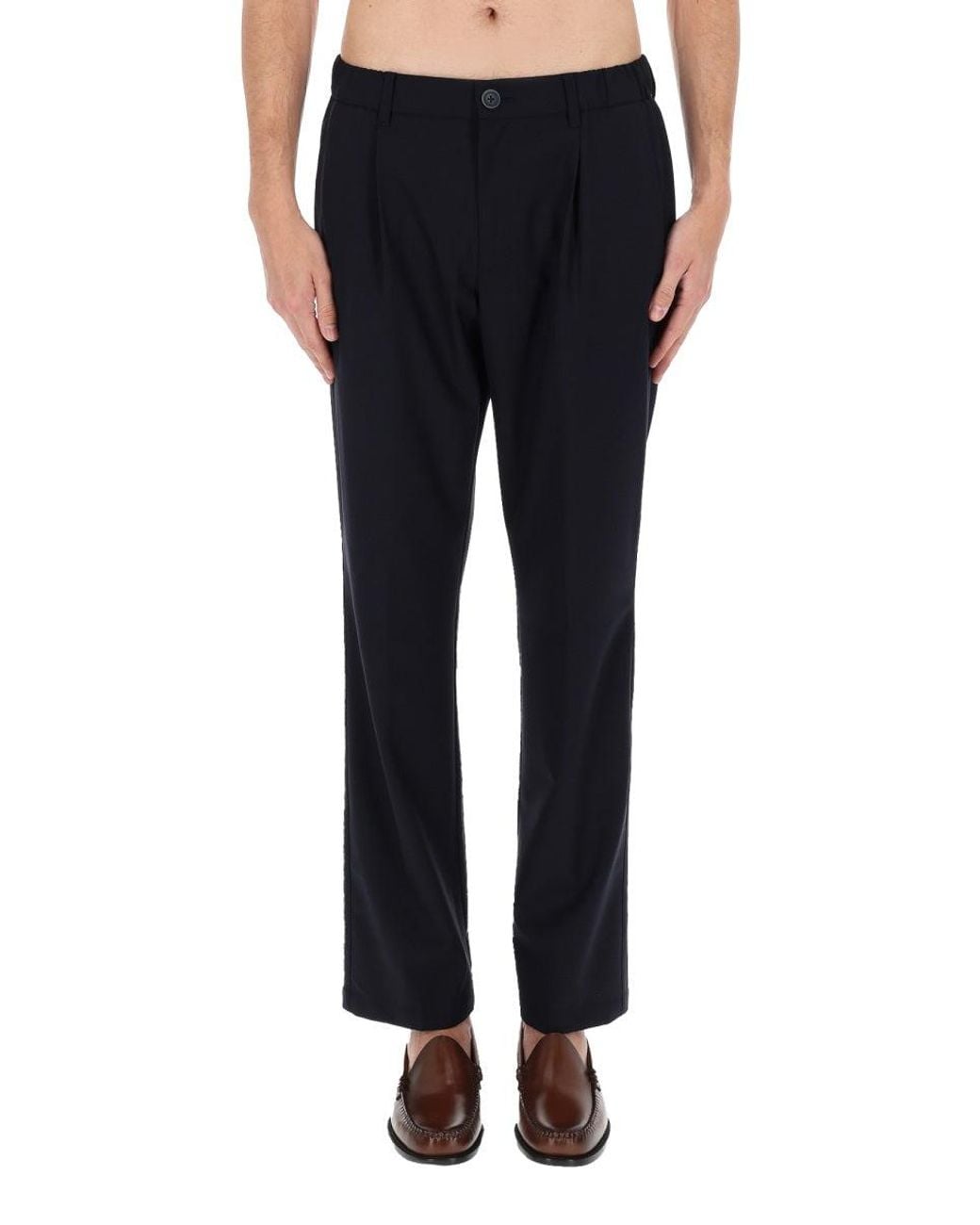 Herno Blue Wool Blend Pants for men