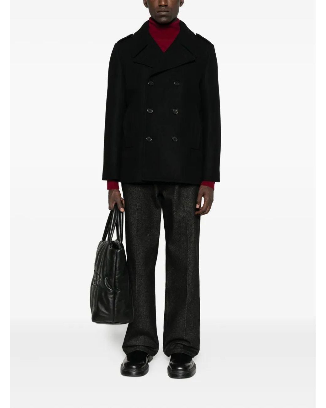 Saint Laurent Black Manteau M42 I Retouche Army Feu