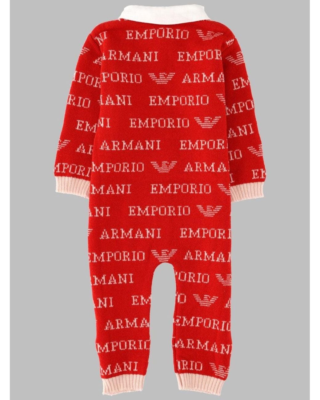 Emporio Armani Red Mini Wool-Silk-Cashmere Baby Romper