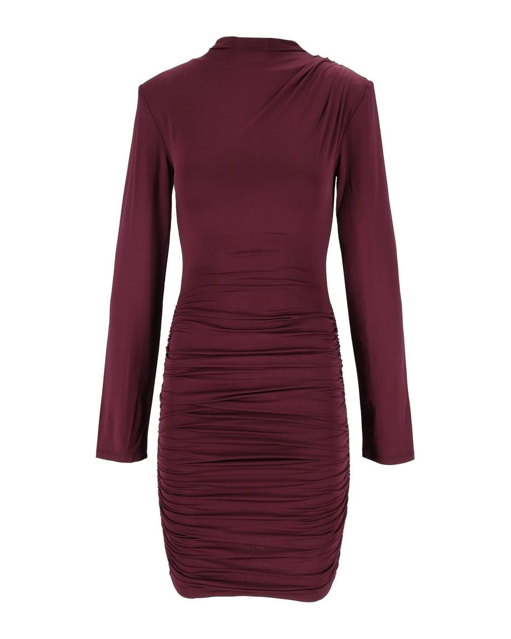 ROTATE BIRGER CHRISTENSEN Purple Burgundy Slim-Fit Draped Mini Dress