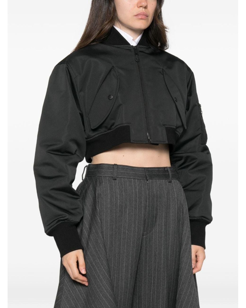 Balenciaga Black Cropped Bomber Jacket